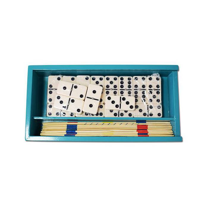 Coffret en bois dominos et mikado - Jeux Billards Toulet