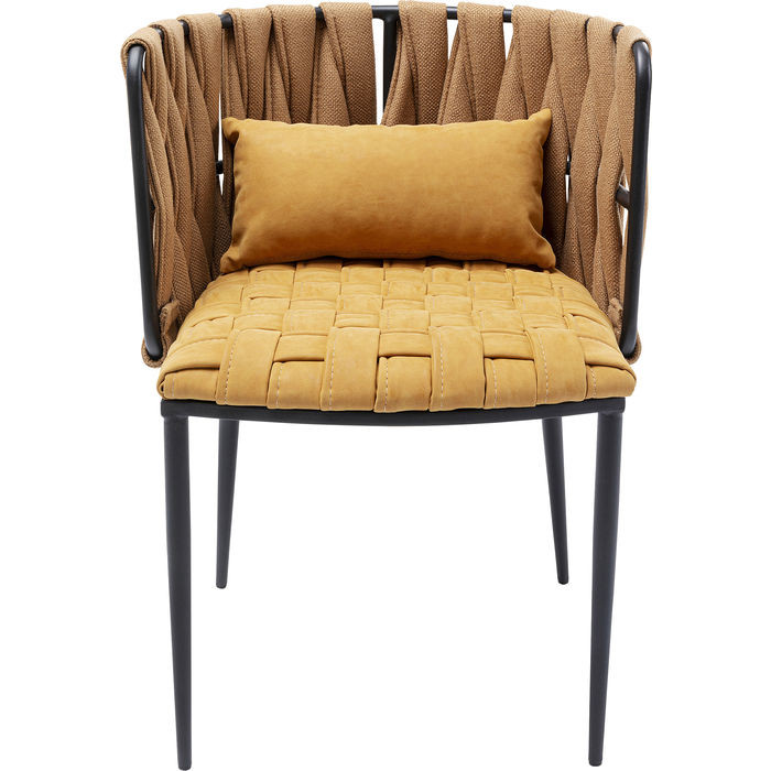 Chaise cheerio cuir et tissu jaune pour billard - Kare design - Billards Toulet