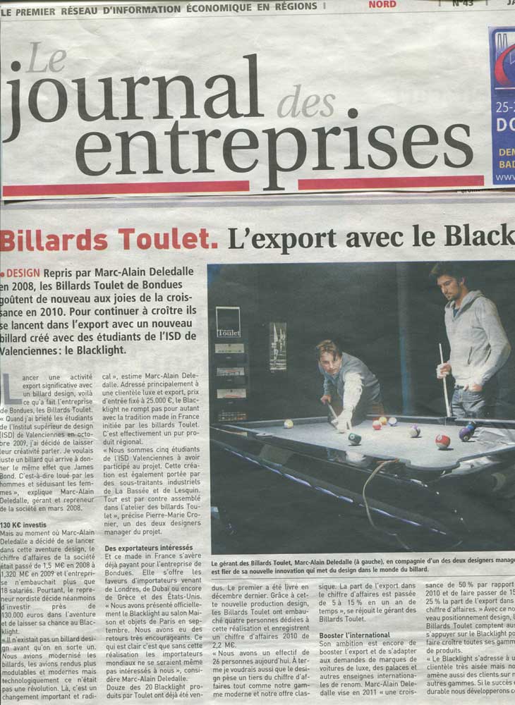 Billard Toulet-presse-le journal des entreprises-couv
