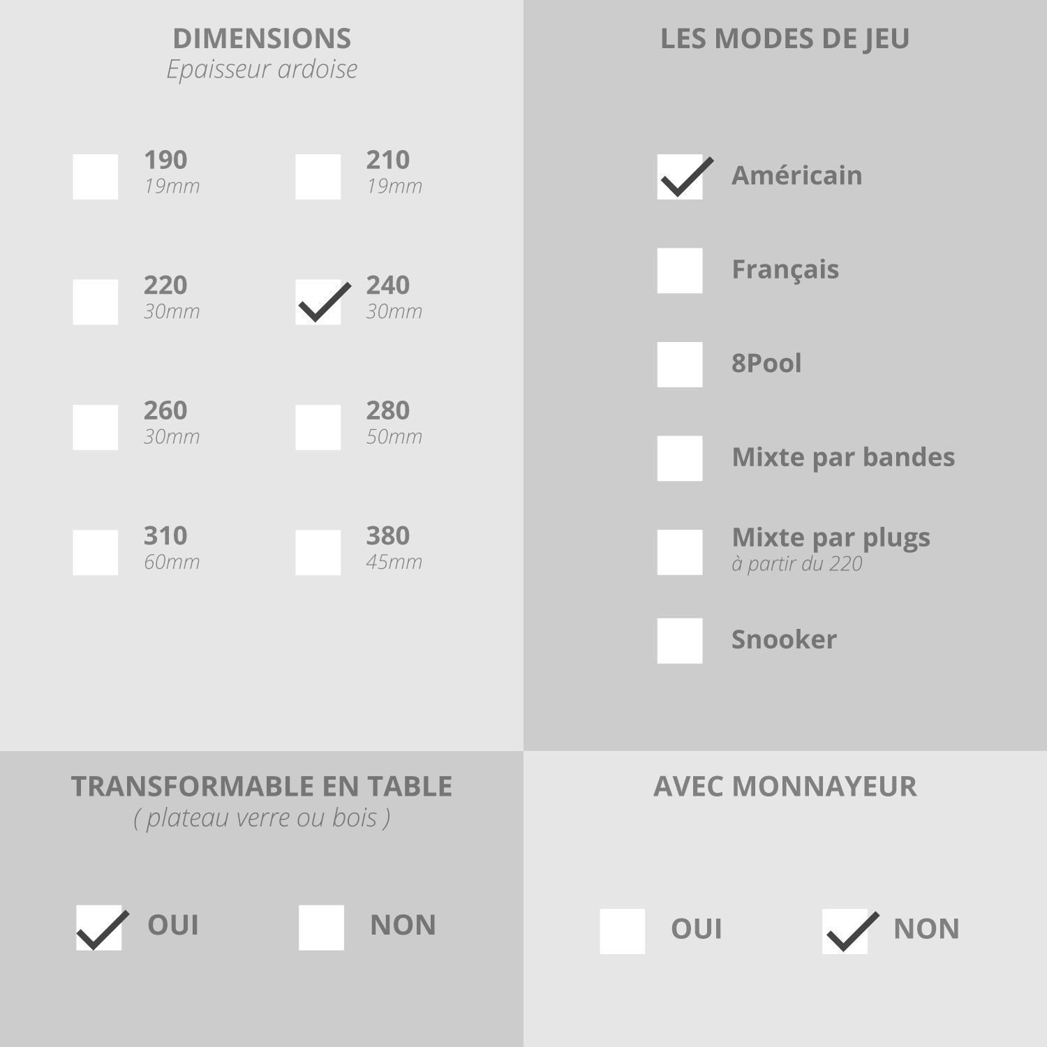 Billard Carat Light - Design - Verre - Transparent - Billards Toulet