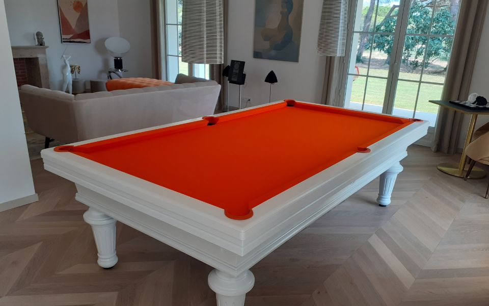 Acheter table de billard blanche tapis orange classique Empereur - Billards Toulet