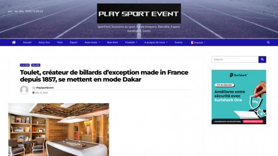 Article de presse Play Sport Event Billards Toulet collection Dakar 2025