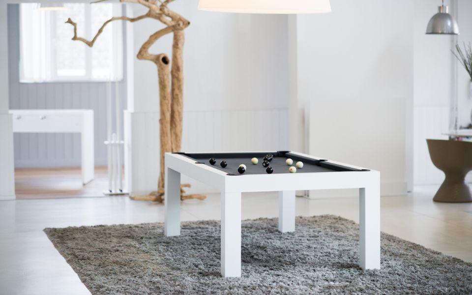 table de billard design blanche fabrication française - billards toulet