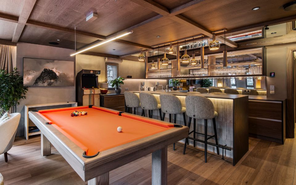 table de billard sur mesure pour chalet Broadway architecte d'intérieur Nouvel Angle Chalet Escapade Toulet