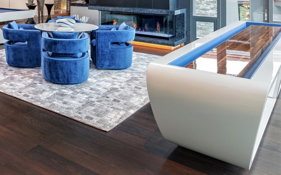achat table de shuffleboard blanche bleue - design - Blacklight - Billards Toulet